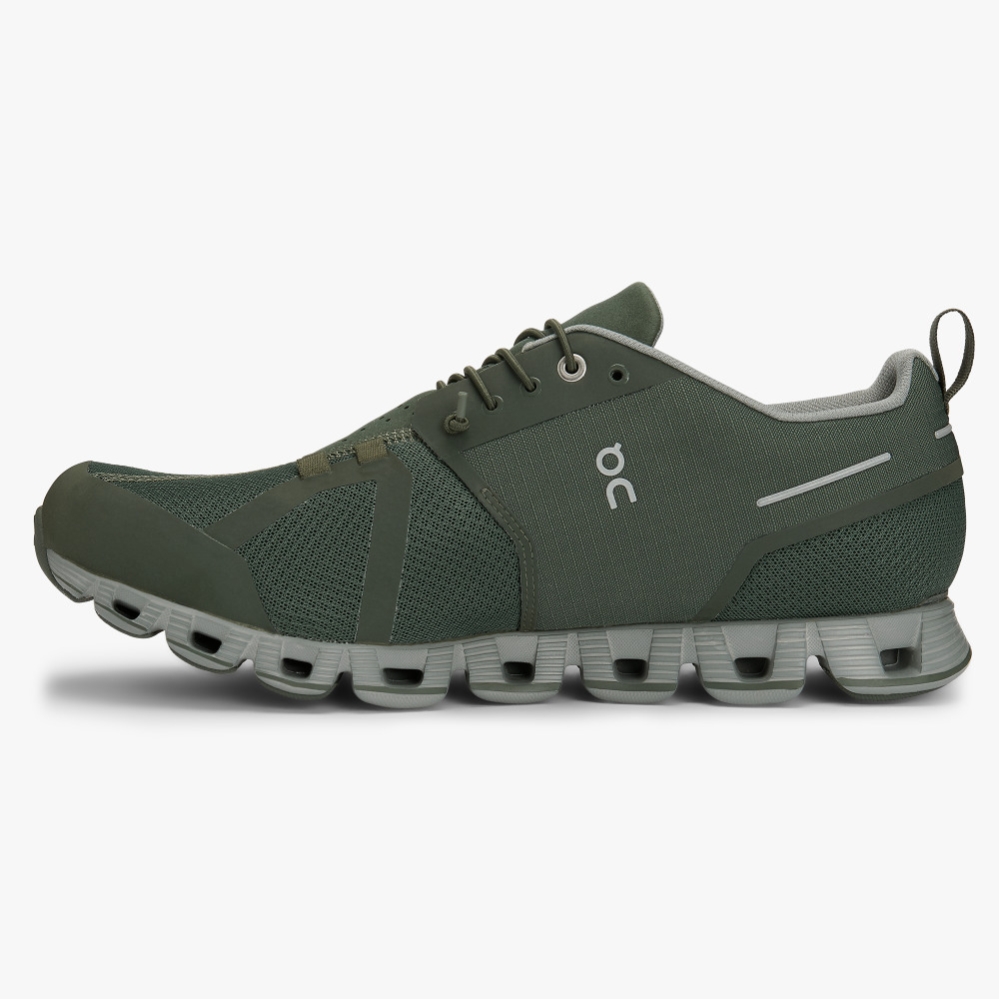 Men's QC Cloud Waterproof Road Running Shoes Green Website | UK-750913