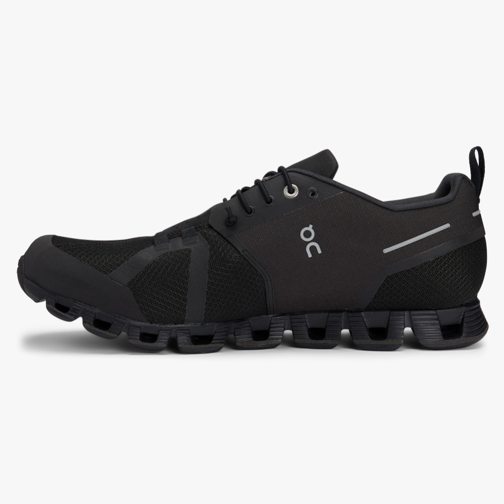 Men's QC Cloud Waterproof Road Running Shoes Black Website | UK-908235