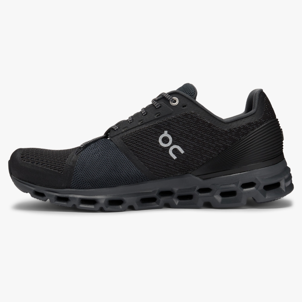 Men's QC Cloudstratus Road Running Shoes Black Website | UK-183427