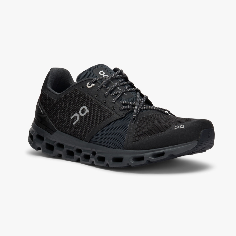 Men's QC Cloudstratus Road Running Shoes Black Website | UK-183427
