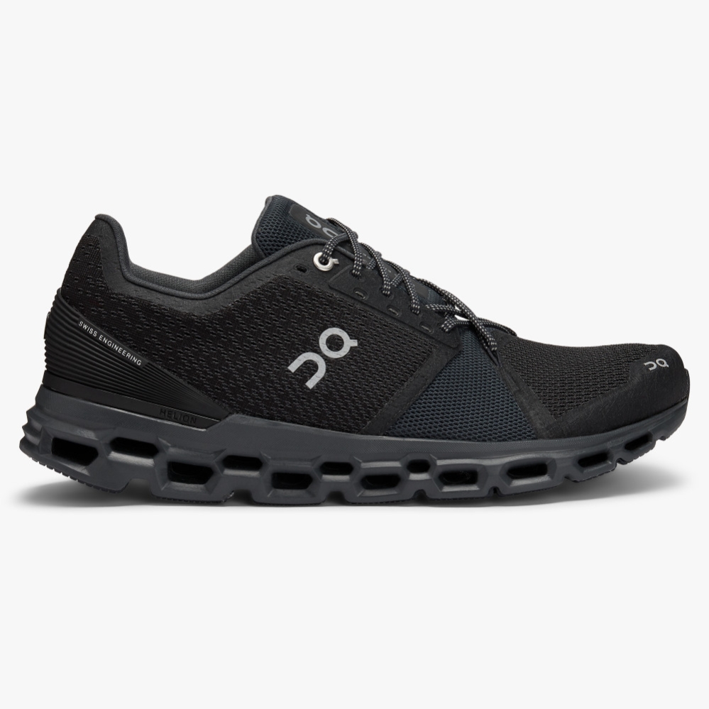 Men\'s QC Cloudstratus Road Running Shoes Black Website | UK-183427